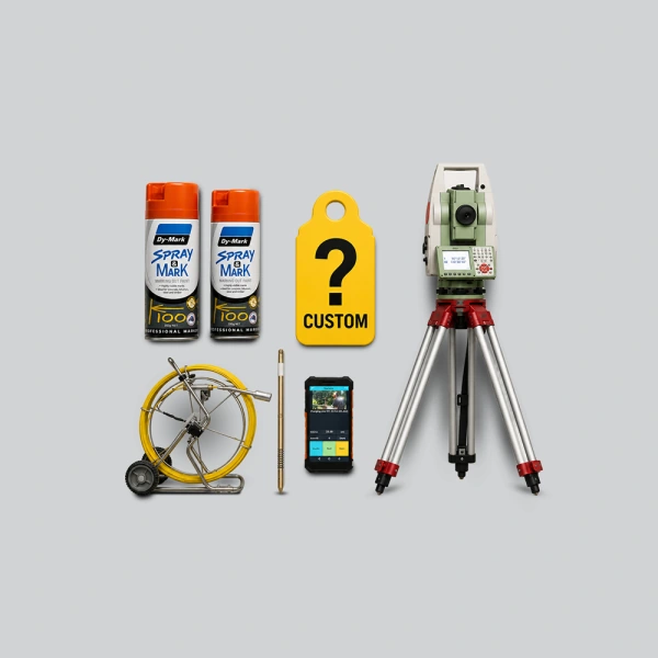 Assortment of custom survey equipment and consumables